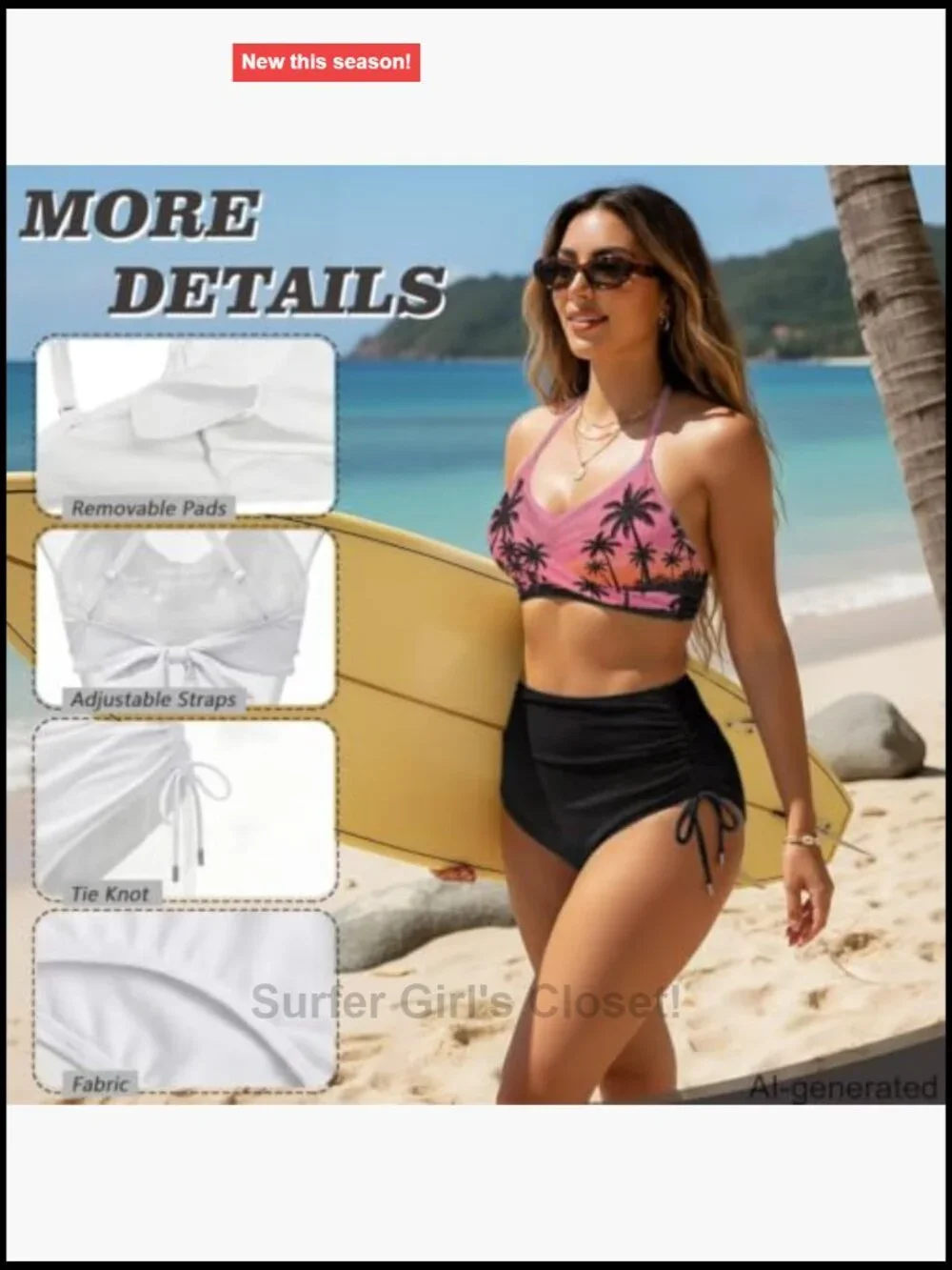 His & Hers Hawaiian Matching Swim Set Tummy Control Bikini & Quick Dry Trunks